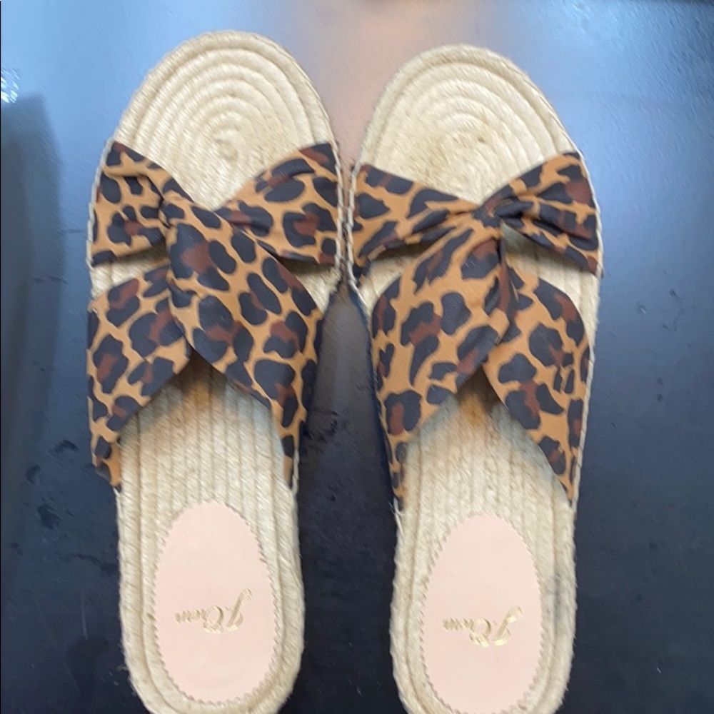 J Crew leopard canvas espadrille sandals size 10